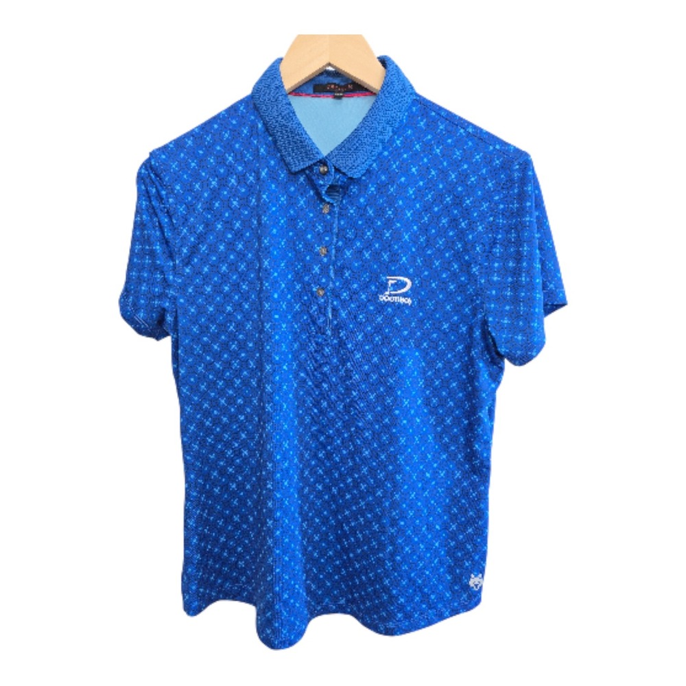 GREYSON Men's Blue Geometric Pattern Golf Polo Shirt Size L Trump's Doonbeg‎